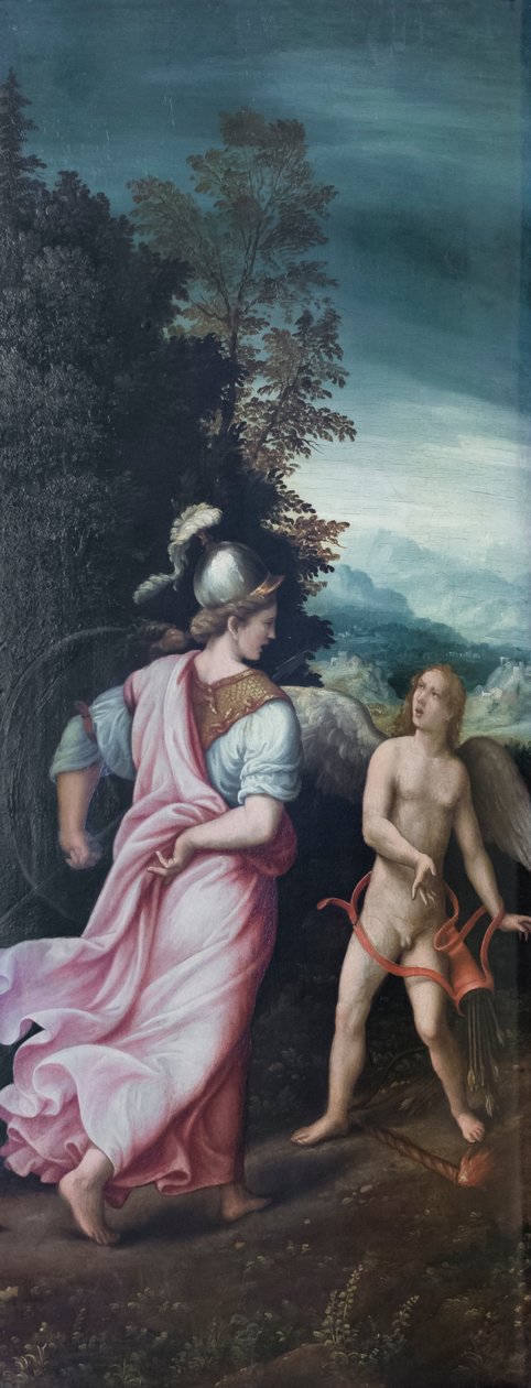 Minerva repreensão Cupido de Giulio Romano