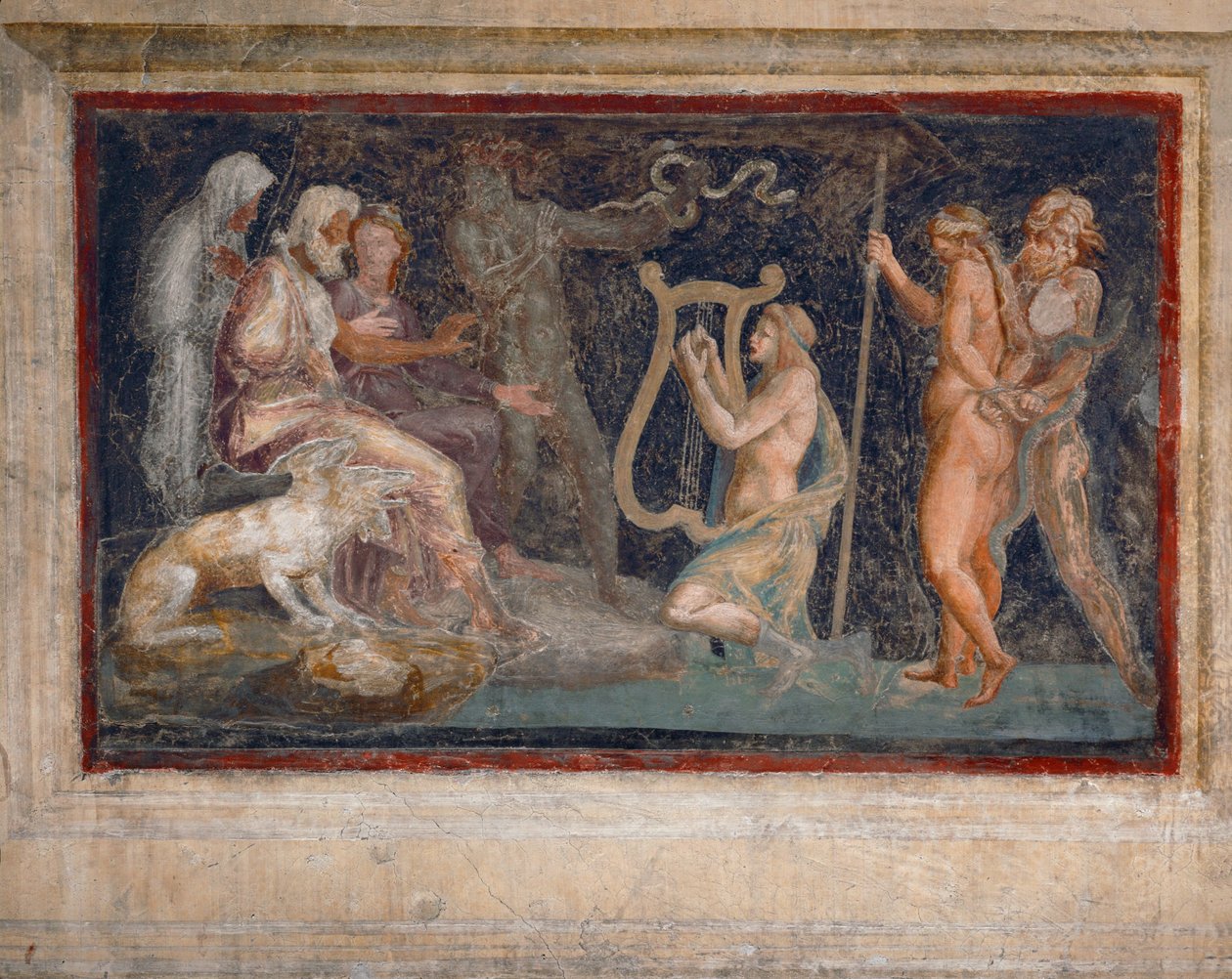 Cena mitológica (fresco) de Giulio Romano