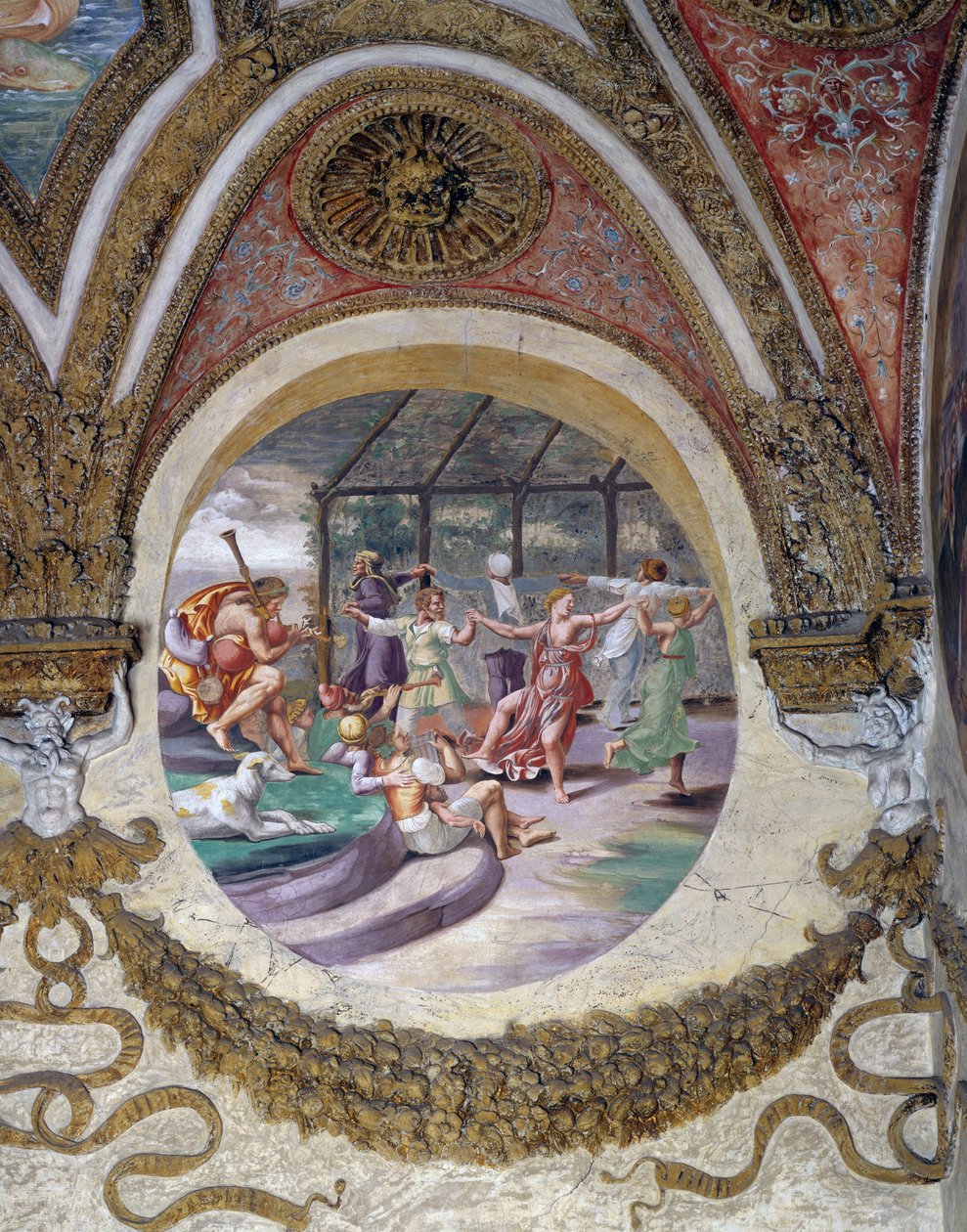 Um dos afrescos da Câmara dos Ventos ou do Zodíaco de Giulio Romano