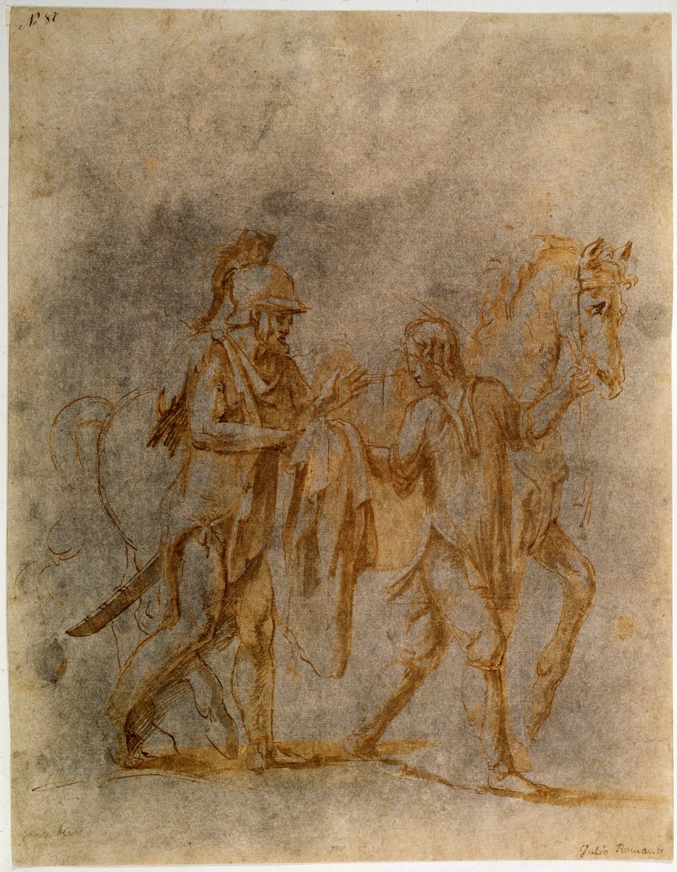 São Martinho e um Mendigo, início do século XVI de Giulio Romano