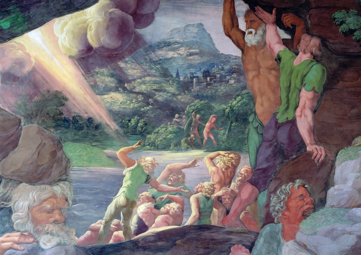 Sala dei Giganti, detalhe da destruição dos gigantes por raios Jupiters, 1536 detalhe afresco de 78482 de Giulio Romano