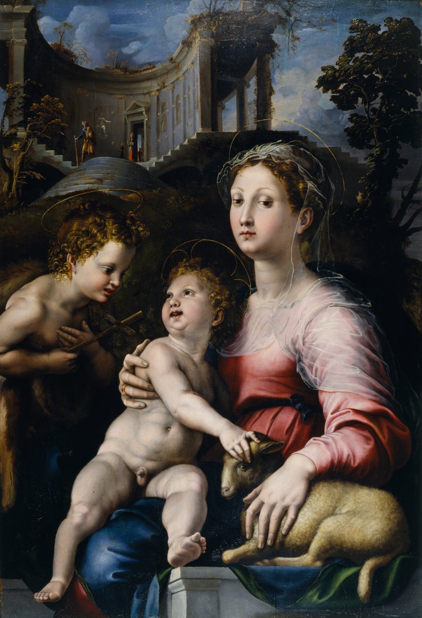 A Madona e o Menino com São João Baptista de Giulio Romano