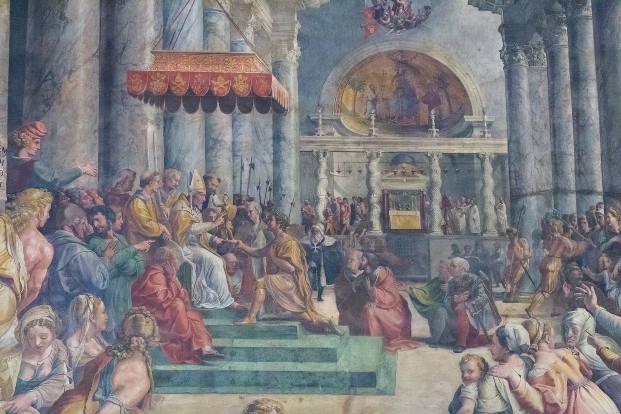 A doação de Roma, detalhe de Giulio Romano