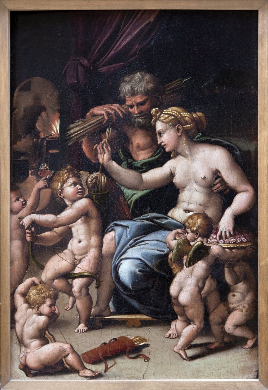 Vénus e Vulcano (óleo sobre tela) de Giulio Romano
