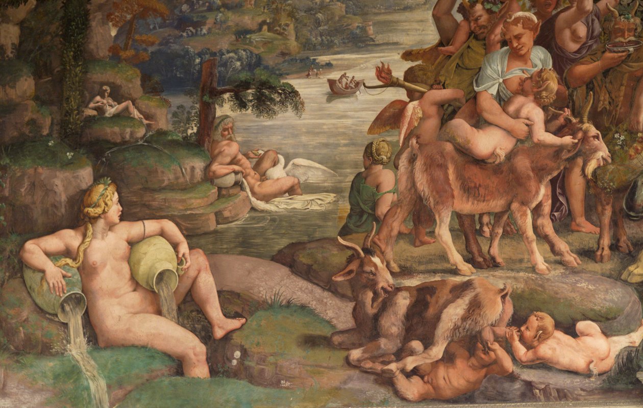 Festa de casamento de Cupido e Psique, detalhe de Giulio Romano