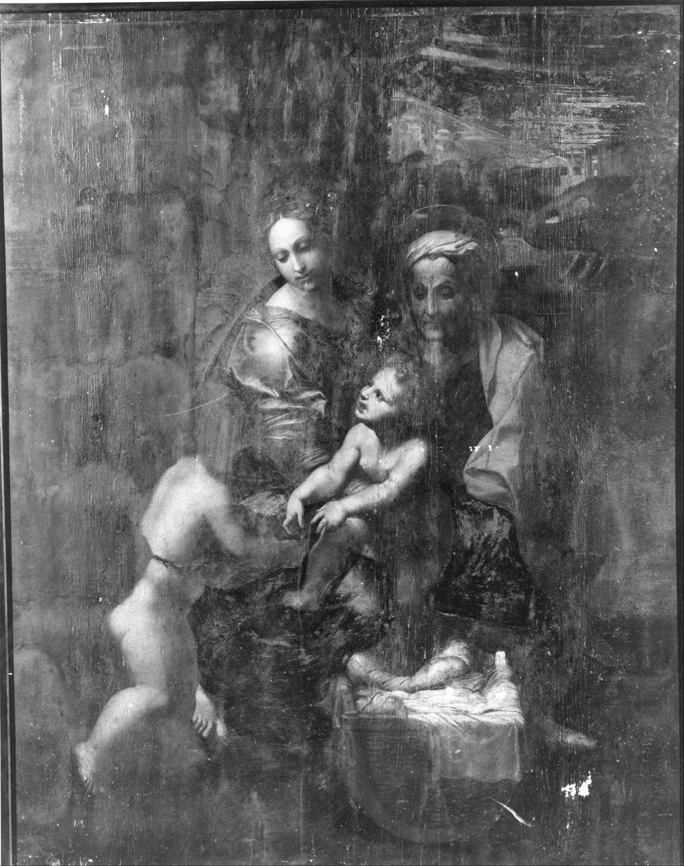 Madonna e criança com os santos Elizabeth e John de Giulio Romano Raphael
