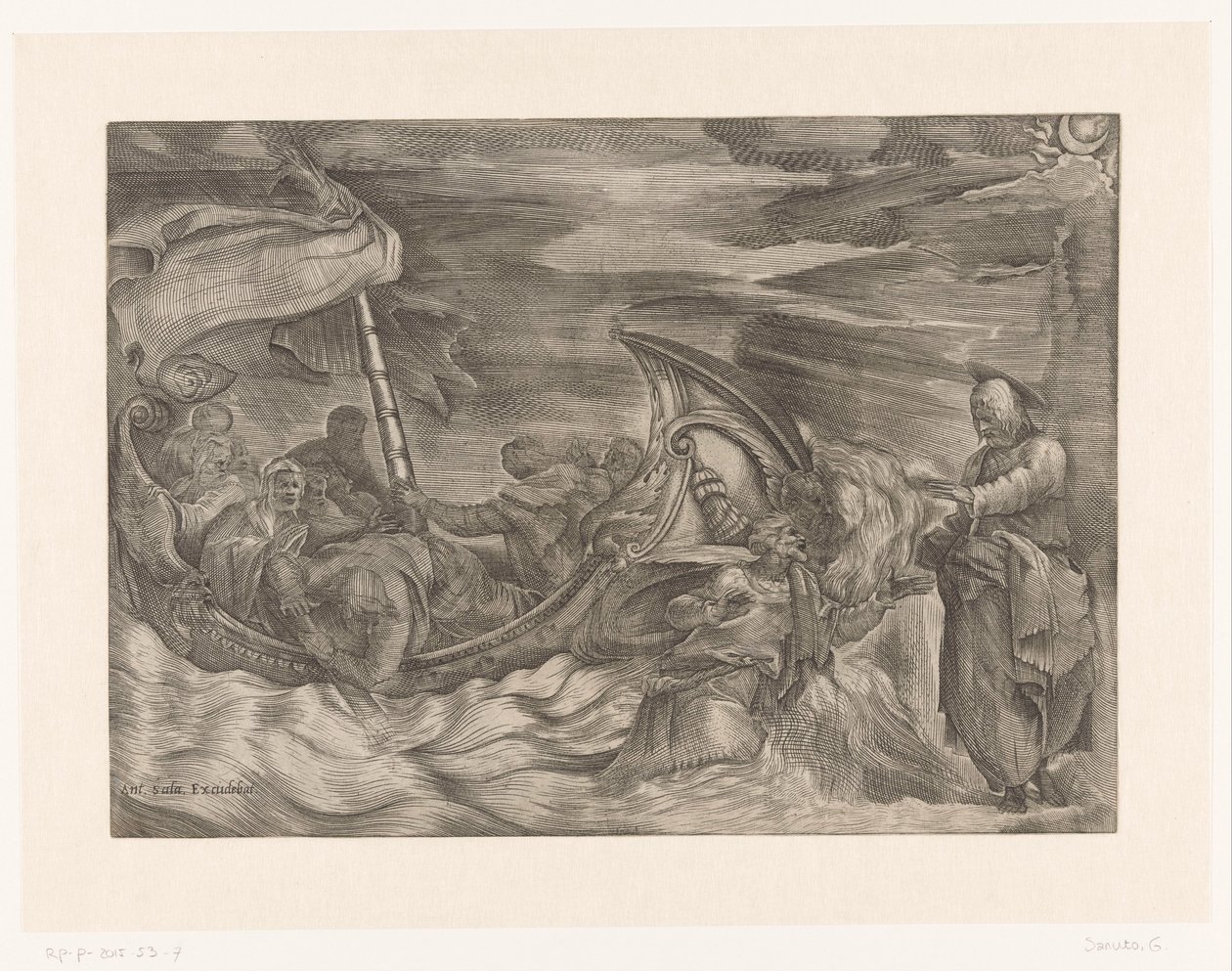 Cristo andando sobre as águas de Giulio Sanuto (attributed to)