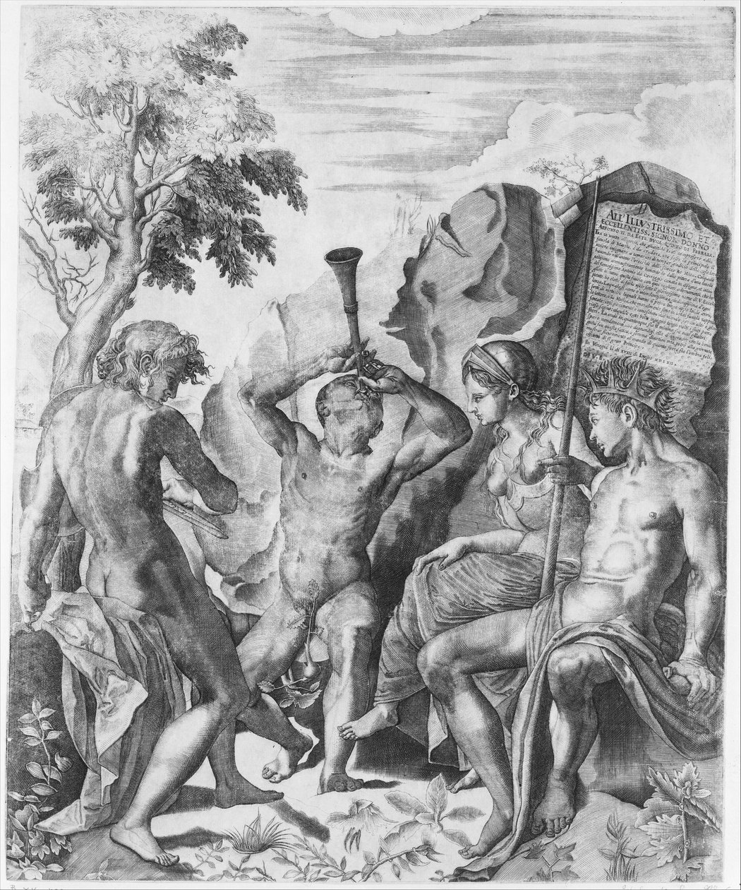 A Competição de Apolo e Marsyas e o Julgamento de Midas, 1562. de Giulio Sanuto