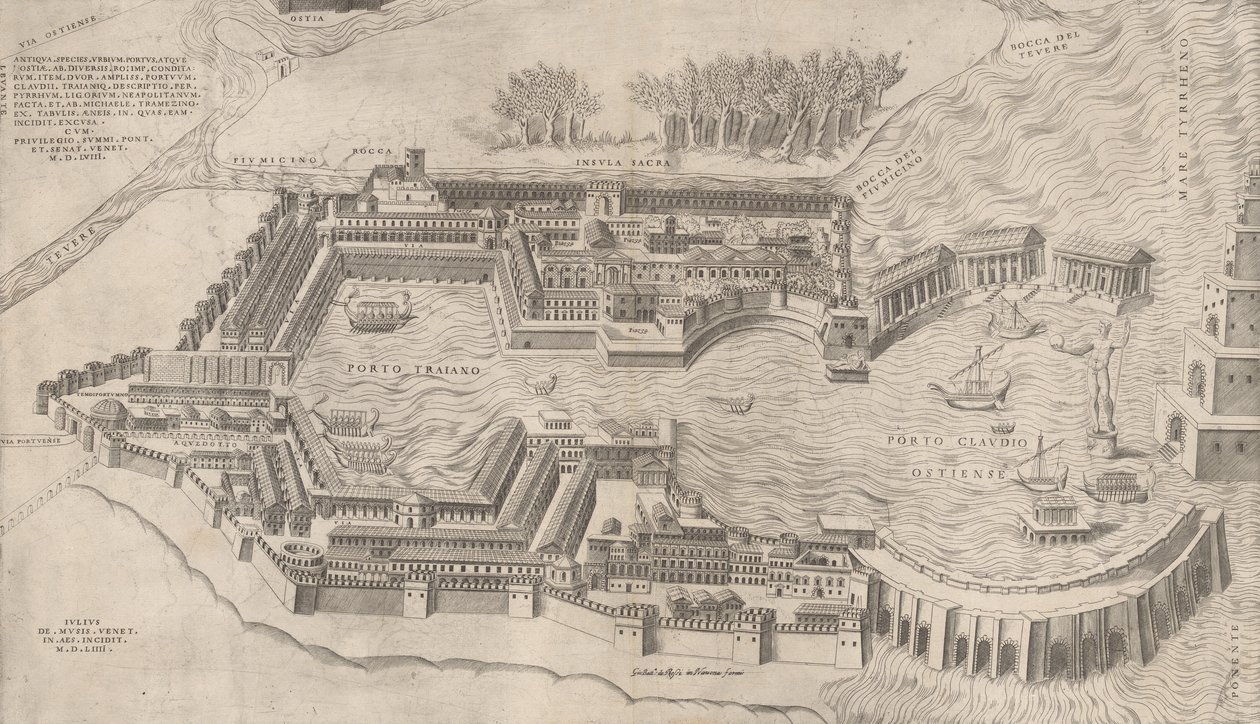Vista do Porto de Roma, 1554., 1554 de Giulio de Musi