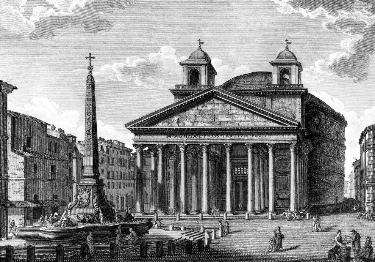 Vista do Panteão, Roma, c.1810 de Giuseppe Acquaroni
