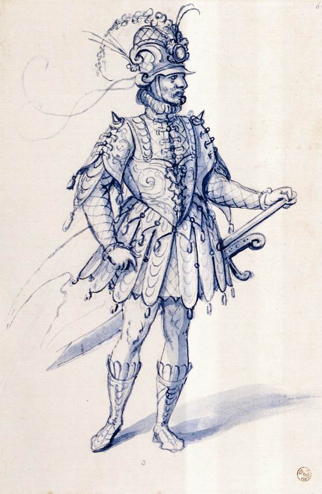 Traje de desenho para um cavaleiro de Giuseppe Arcimboldo