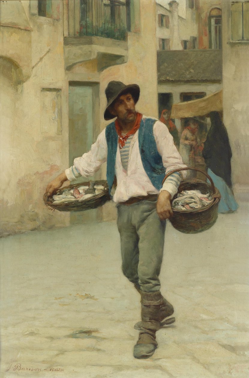 Venezianischer Fischverkäufer de Giuseppe Barison