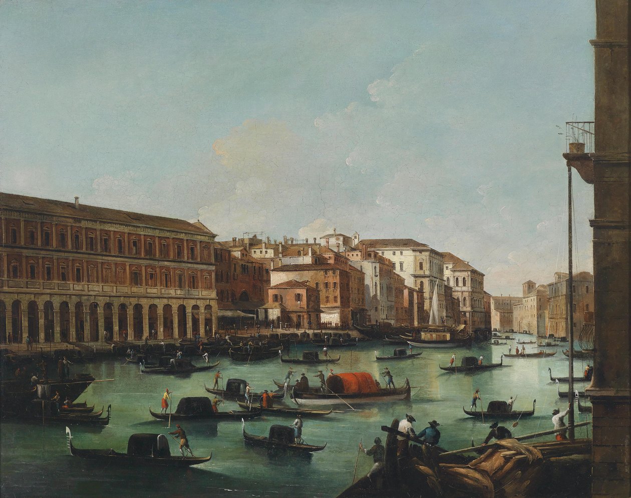 Veneza, vista do Grande Canal com o Fabbriche Nuove de Rialto de Giuseppe Bernardino Bison