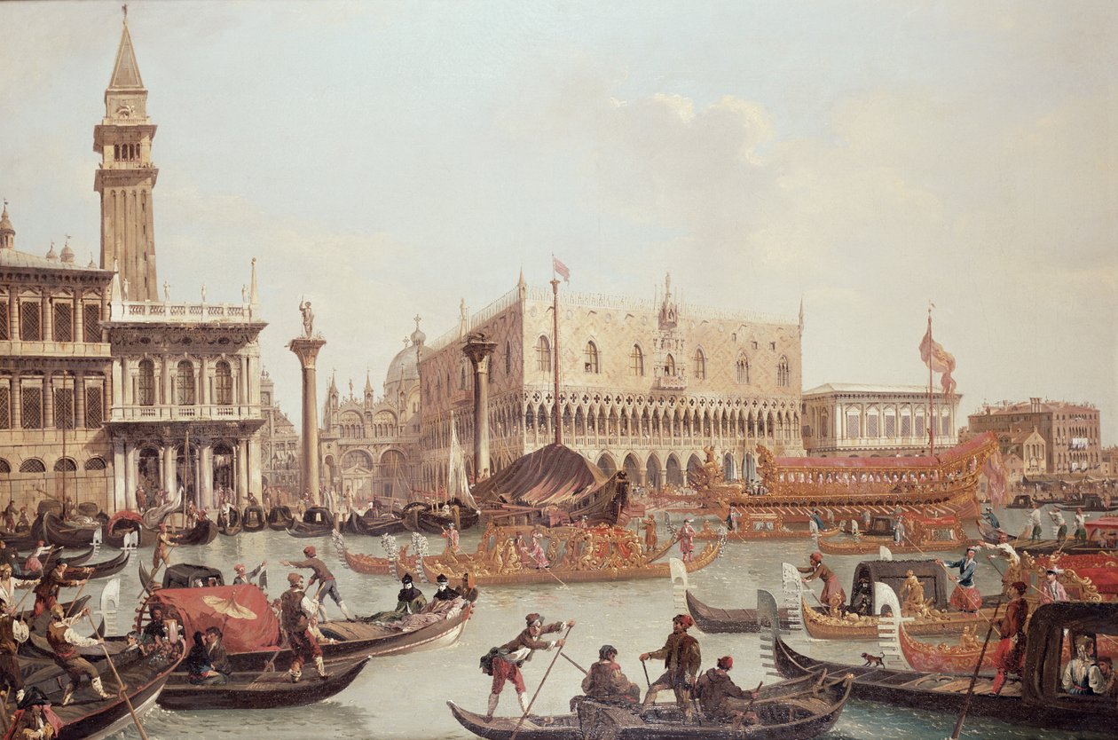 Vista do Palácio do Doge e a Piazzetta, Veneza de Giuseppe Bernardino Bison