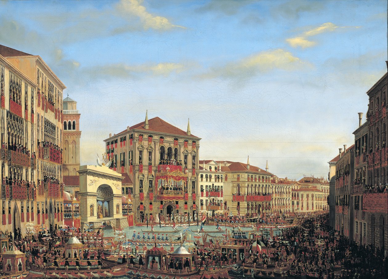 Napoleão I (1769-1821) Presidindo uma regata em Veneza, 1807 de Giuseppe Borsato