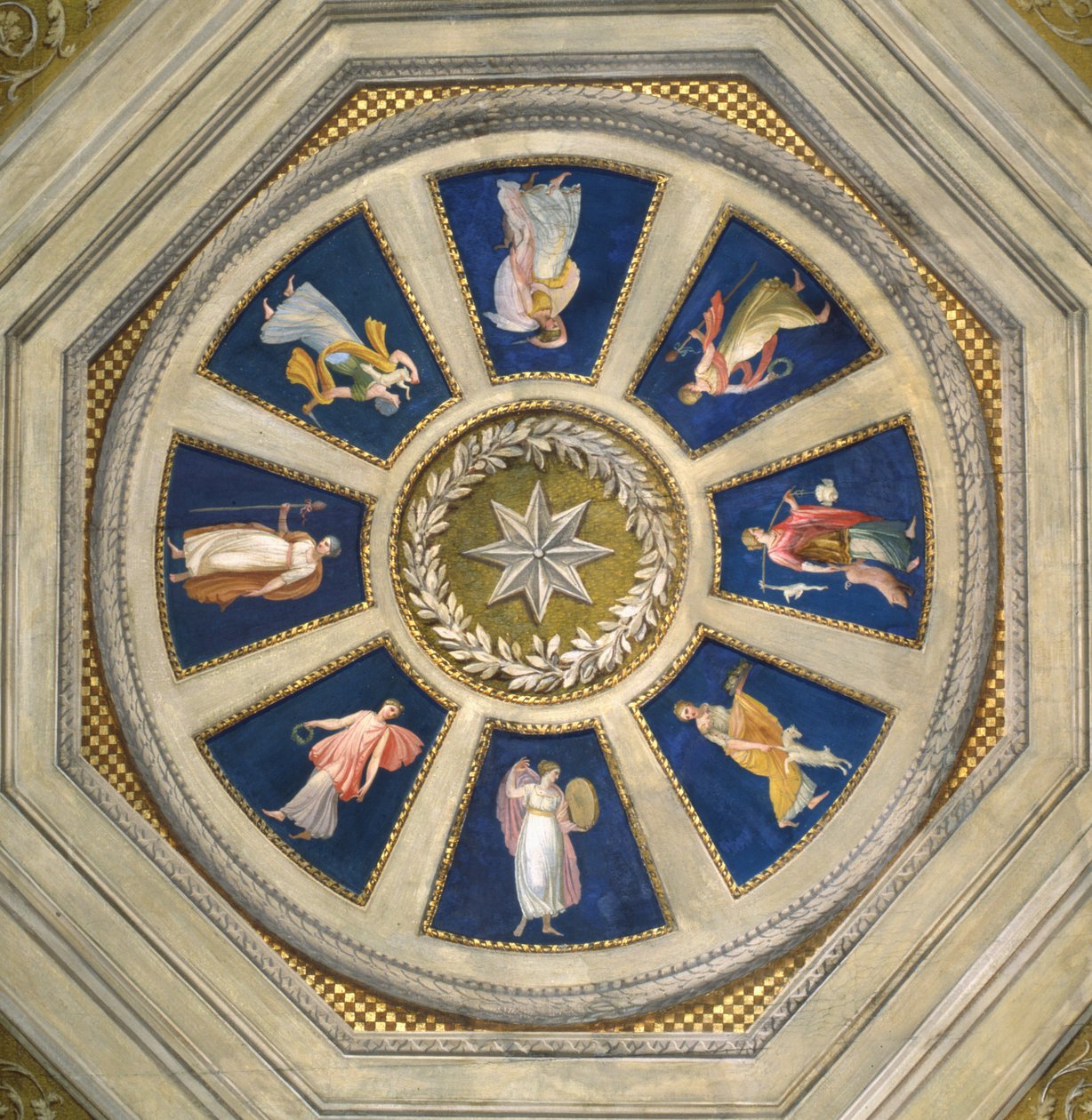 Maenad teto no Palazzo Chigi, Roma, c.1770s de Giuseppe Cades