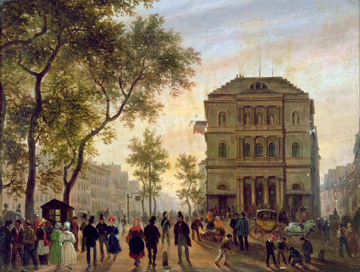Boulevard Saint-Martin e o Teatro de l&39;Ambigu, 1830 de Giuseppe Canella