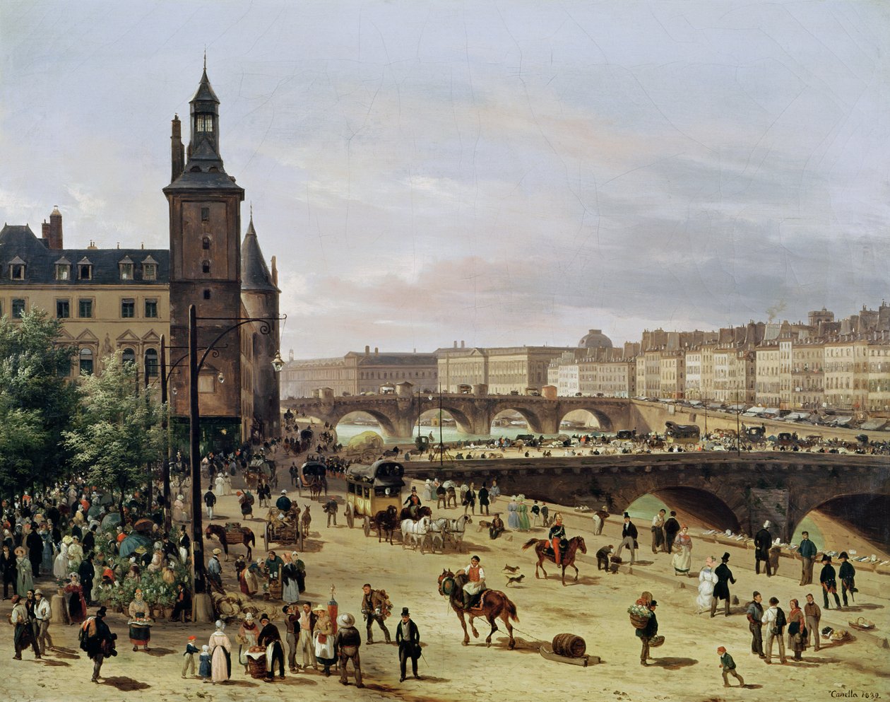O mercado das flores, 1832 de Giuseppe Canella