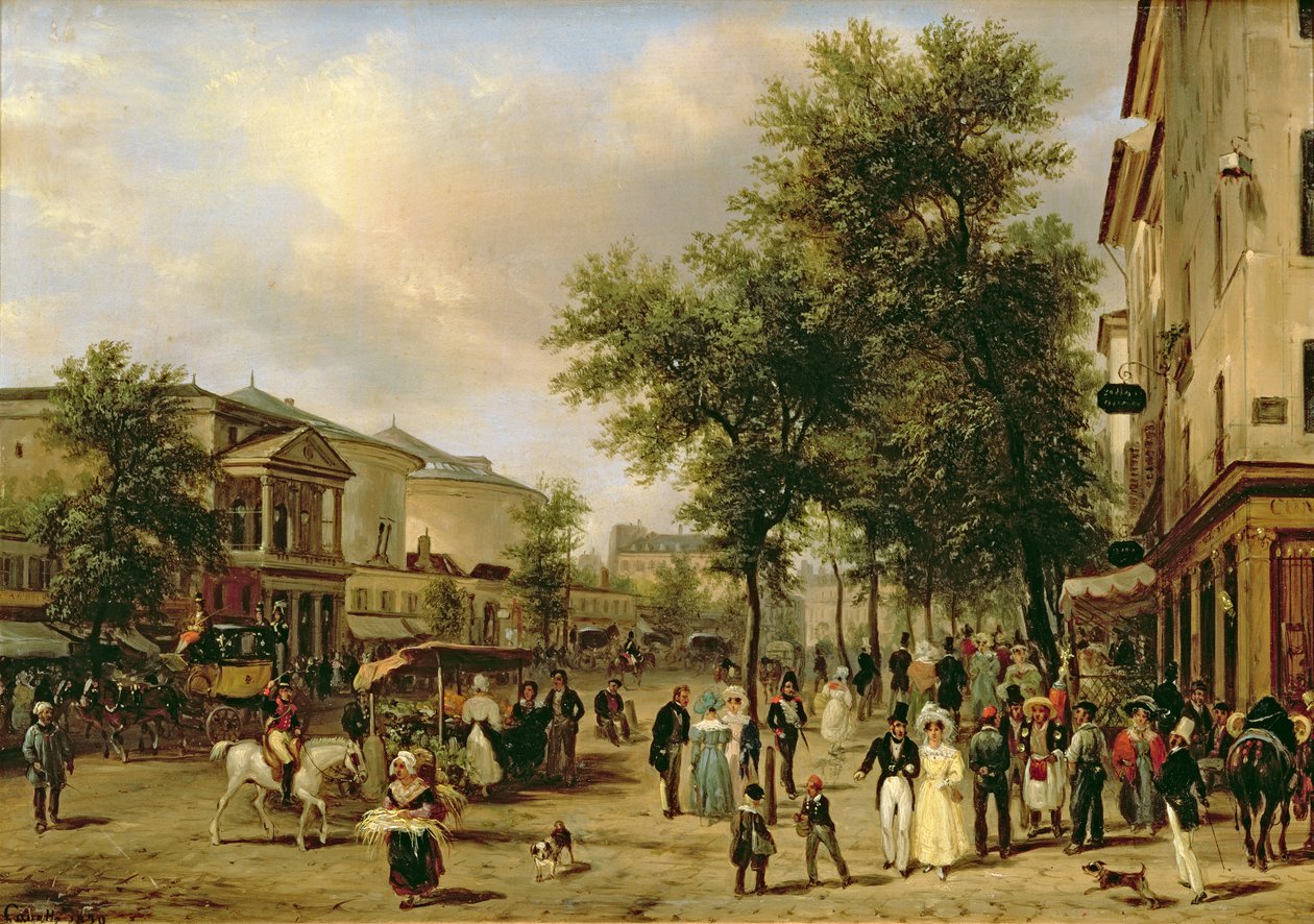 Vista do Boulevard Montmartre, Paris, 1830 de Giuseppe Canella