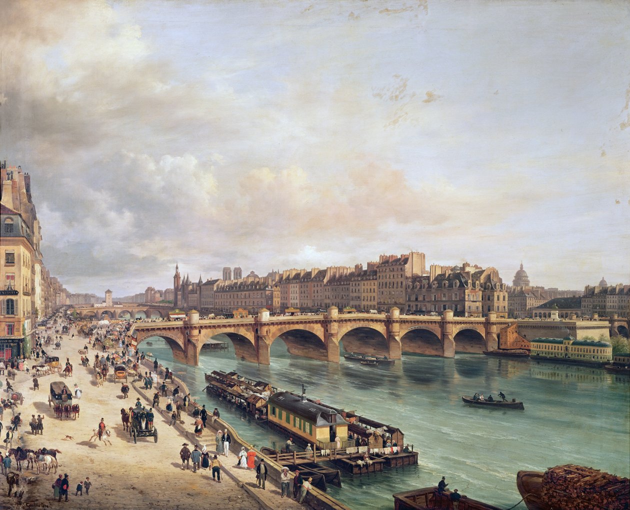 Vista da nova ponte, 1832 de Giuseppe Canella