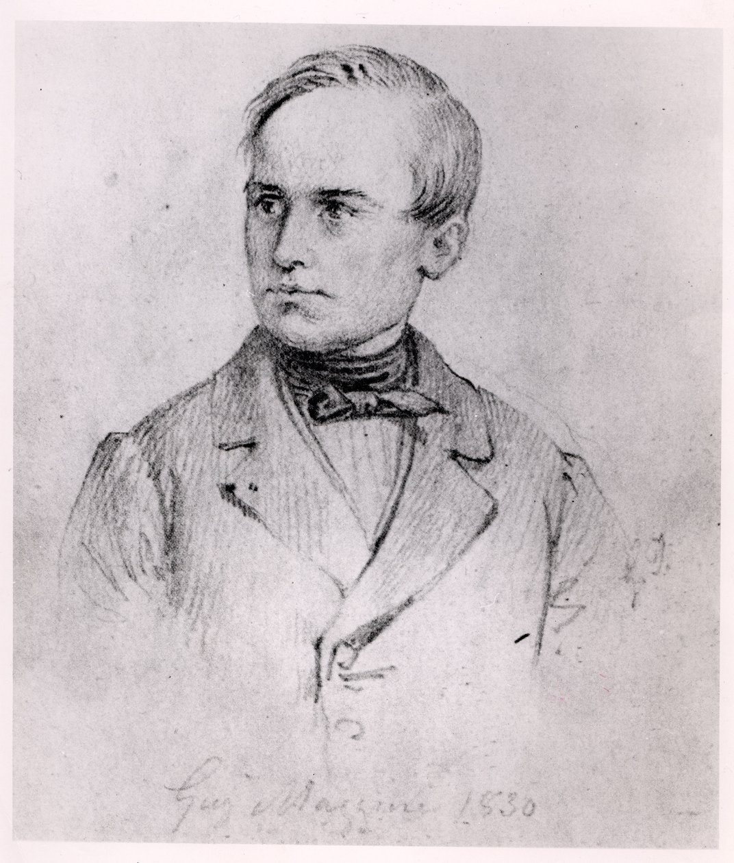 Giuseppe Mazzini (1805-72) 1830 (carvão) de Giuseppe Isola