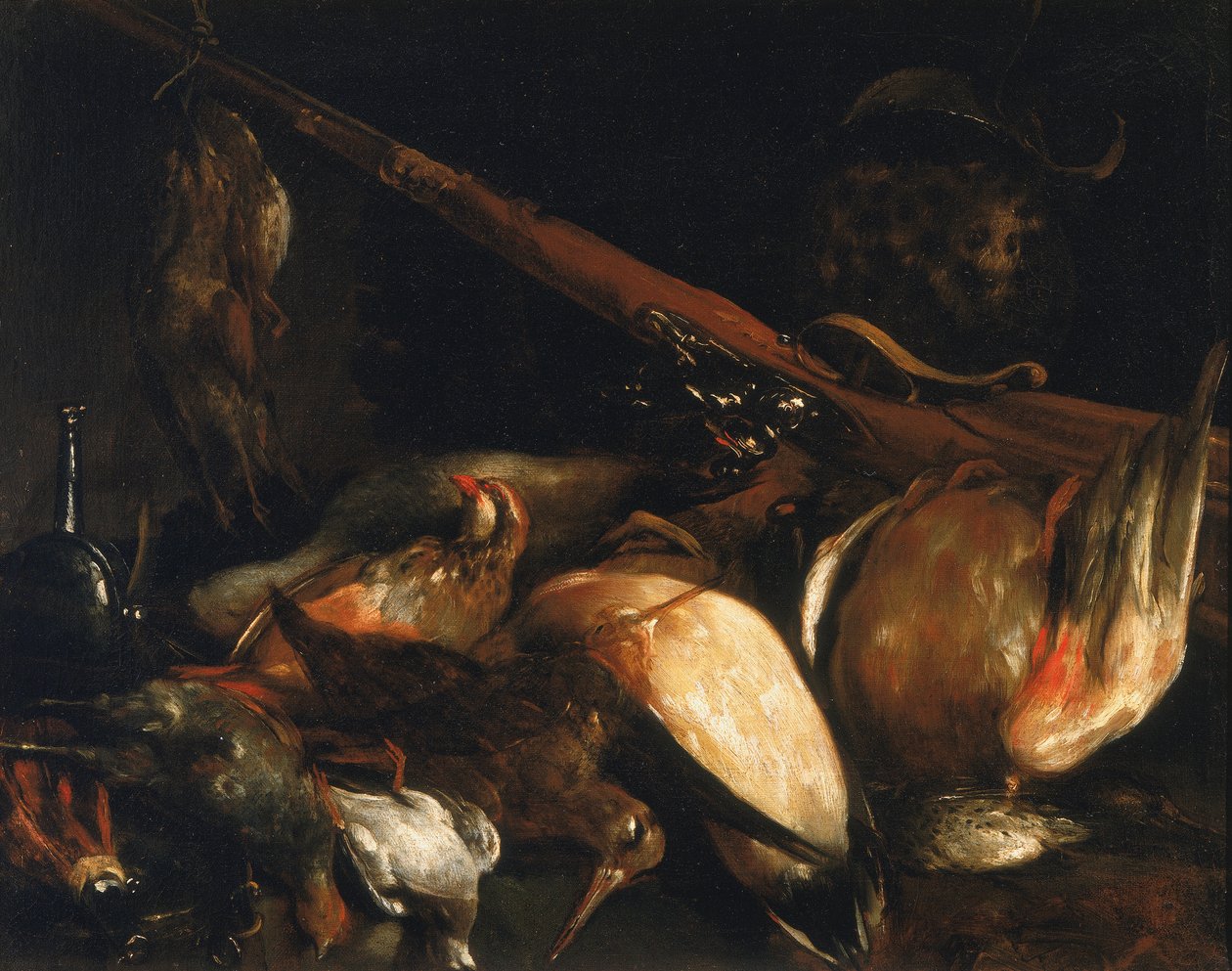 Aves mortas e arcabuz de Giuseppe Maria Crespi