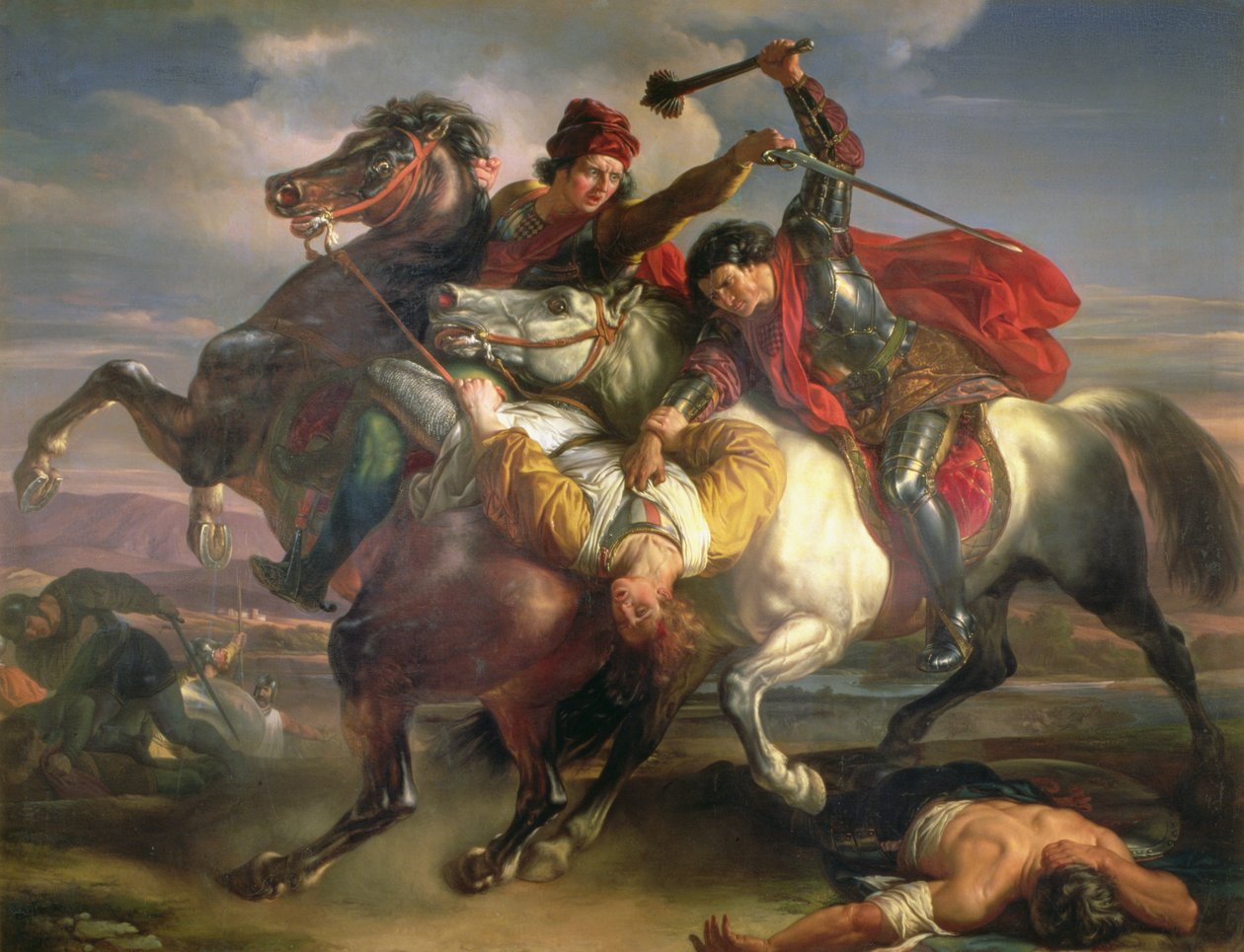 Farinata degli Uberti, líder gibelino florentino do século XIII, na batalha de Serchio de Giuseppe Sabatelli
