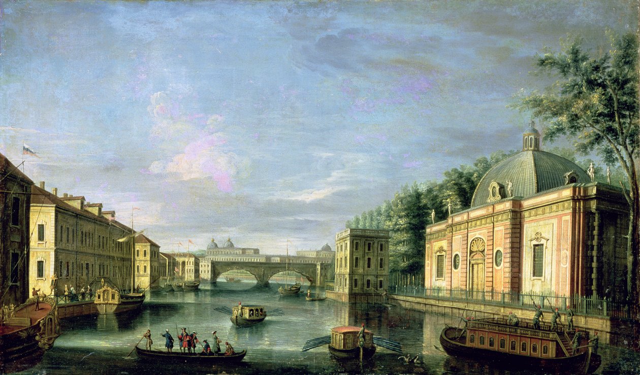 Vista do rio Fontanka em São Petersburgo, década de 1750 de Giuseppe Valeriani