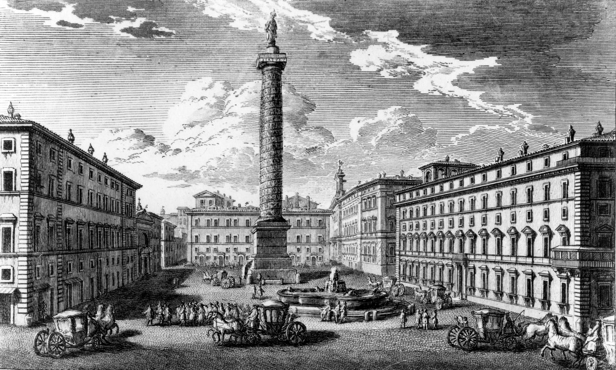 Vista da Piazza Colonna, Roma, 1752 de Giuseppe Vasi