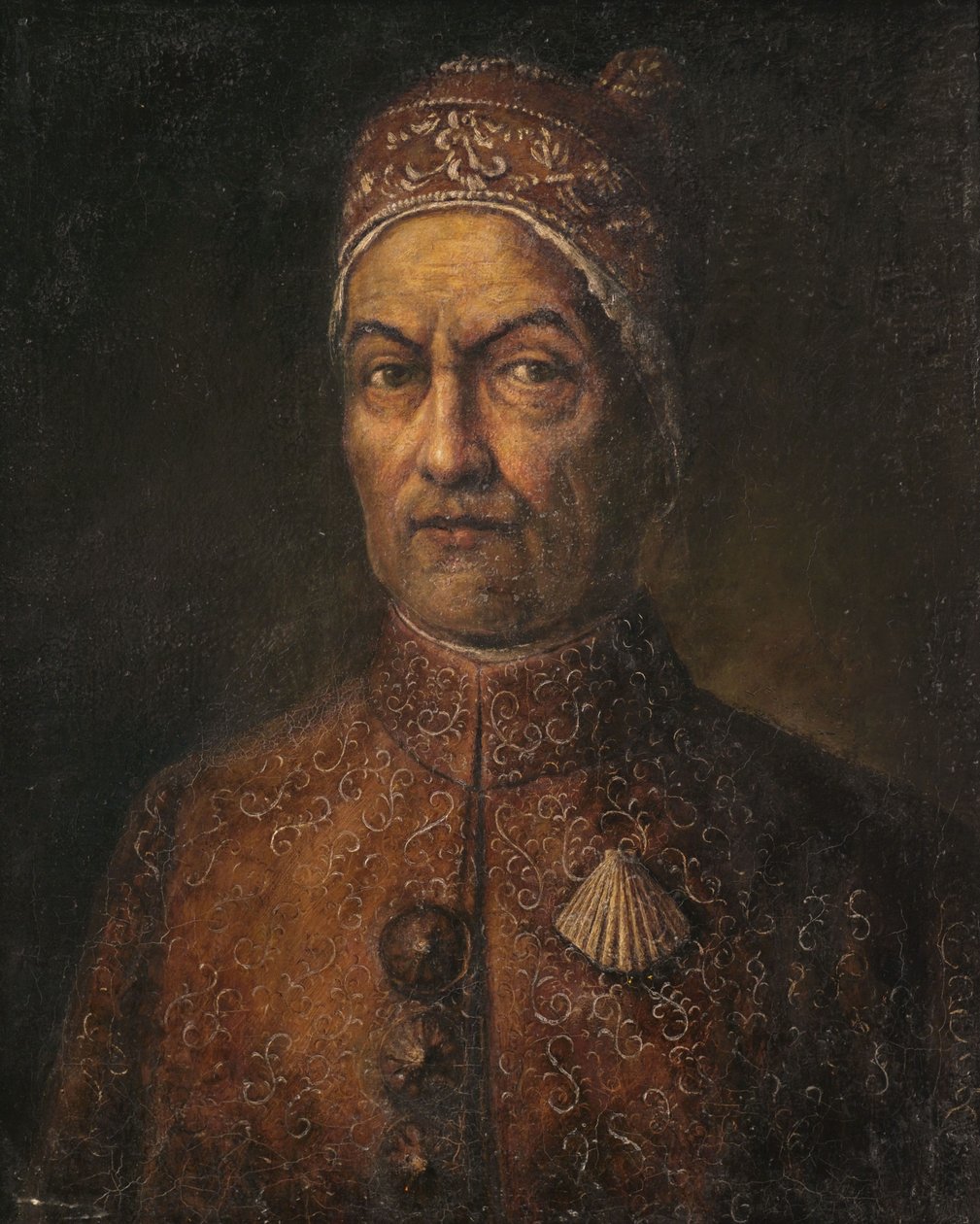 Retrato de um doge em um vestido brocado. de Giuseppe Ghislandi