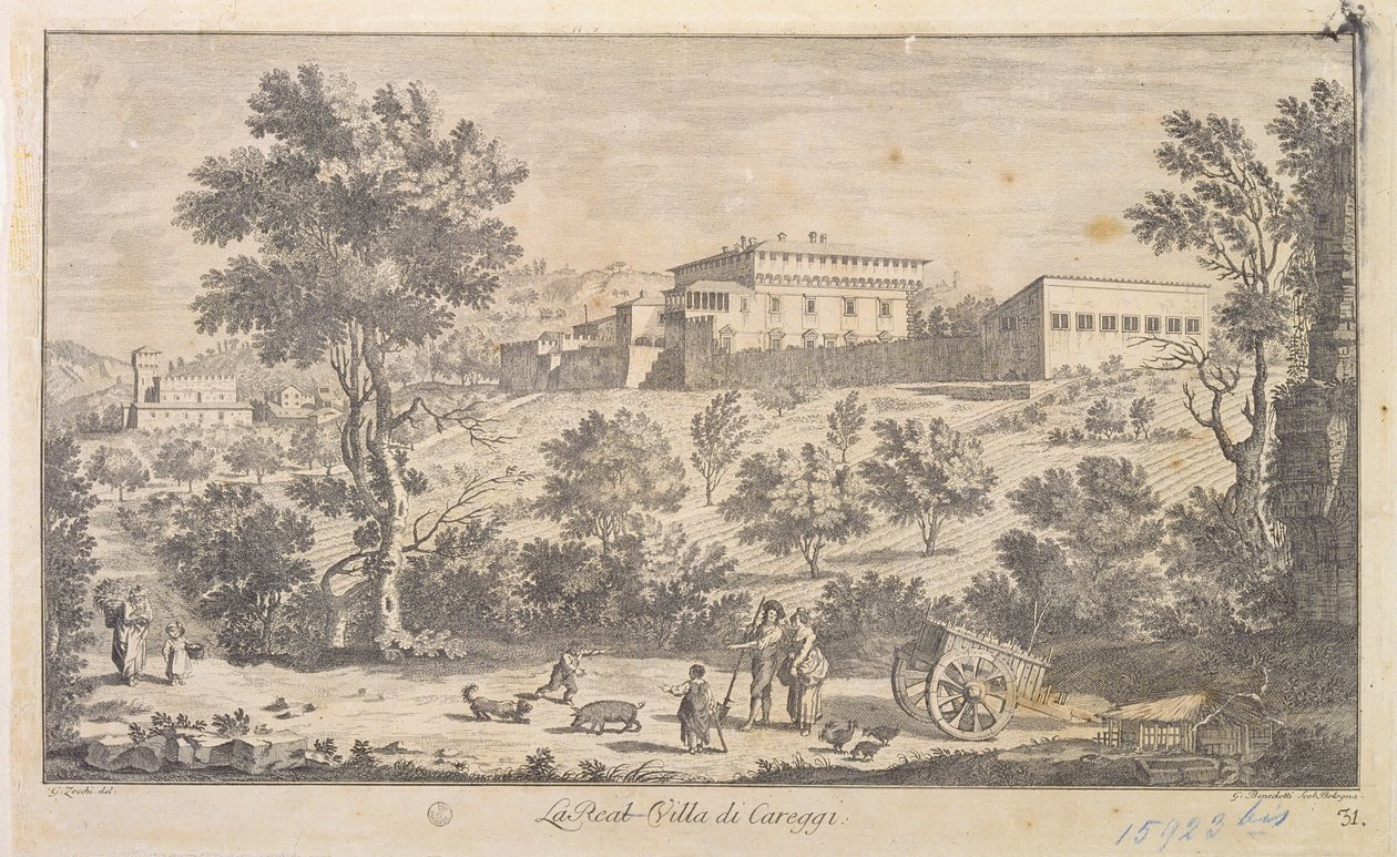 A Villa Careggi, gravada por G. Benedetti de Giuseppe Zocchi