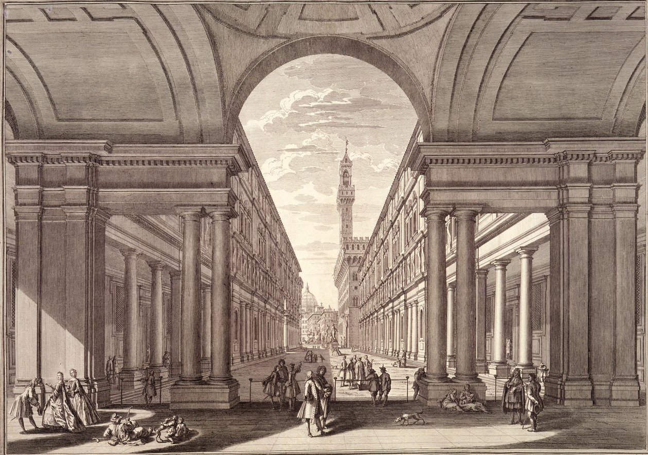 Vista, de, a, Uffizi, florença de Giuseppe Zocchi
