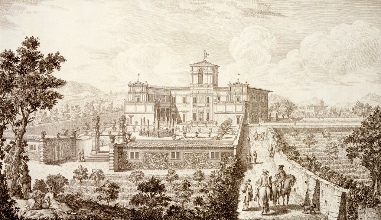 Vista da Villa di Montughi, de "Views of Tuscany", de Giuseppe Bouchard, publicado em 1744-57 de Giuseppe Zocchi