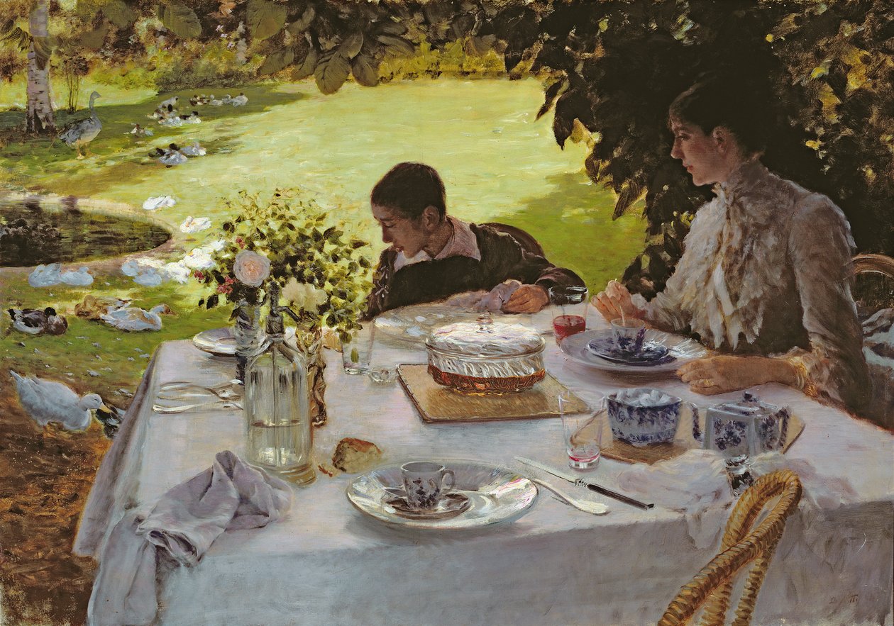 Café da manhã no jardim, 1883 de Giuseppe de Nittis