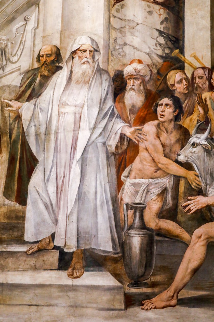 Numa Pompilius instituindo o culto das Vestais (detalhe) de Giuseppe Cesari
