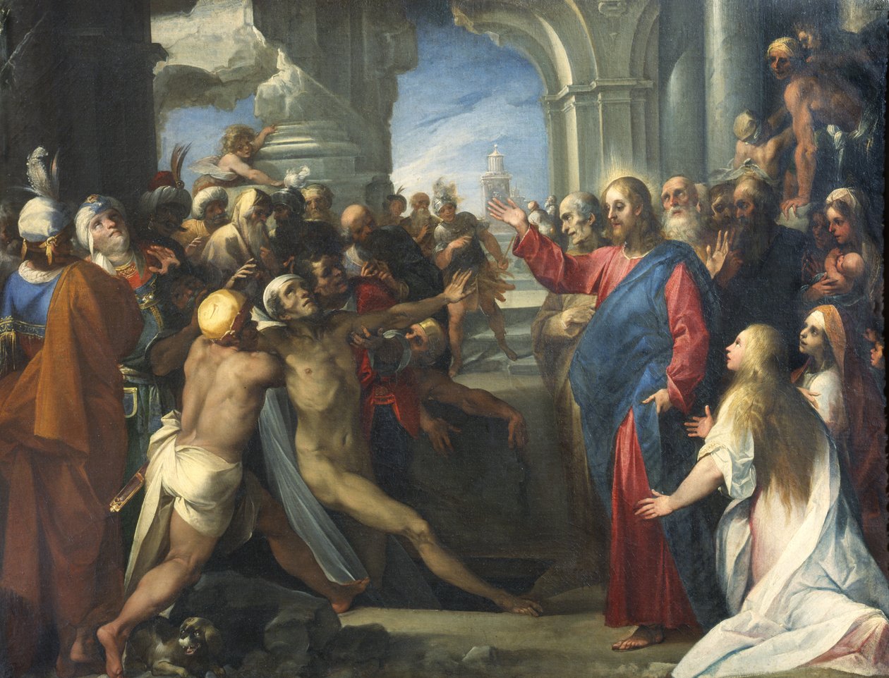 Ressurreição de Lázaro (óleo sobre tela) de Giuseppe Cesari