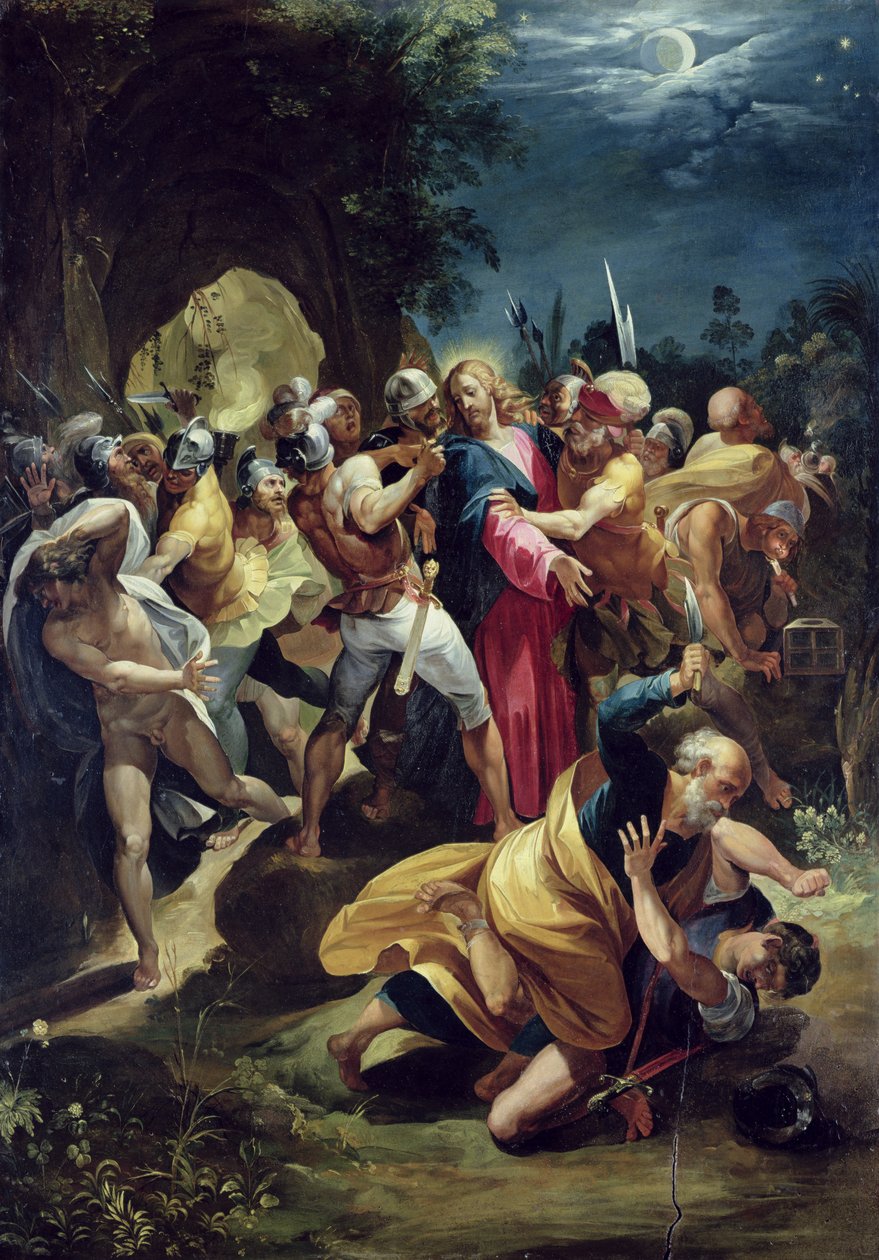 A Prisão de Cristo, c.1590s (óleo sobre painel) de Giuseppe Cesari