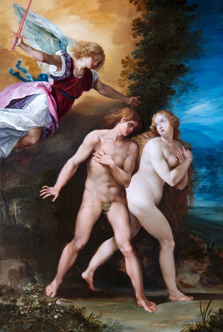 A Expulsão do Paraíso, c.1600-40 (óleo sobre cobre) de Giuseppe (1568 1640) Cesari