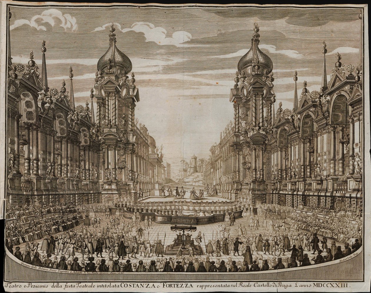 Ópera Constança e Fortaleza no Castelo de Praga em 28 de Agosto de Giuseppe Bibiena