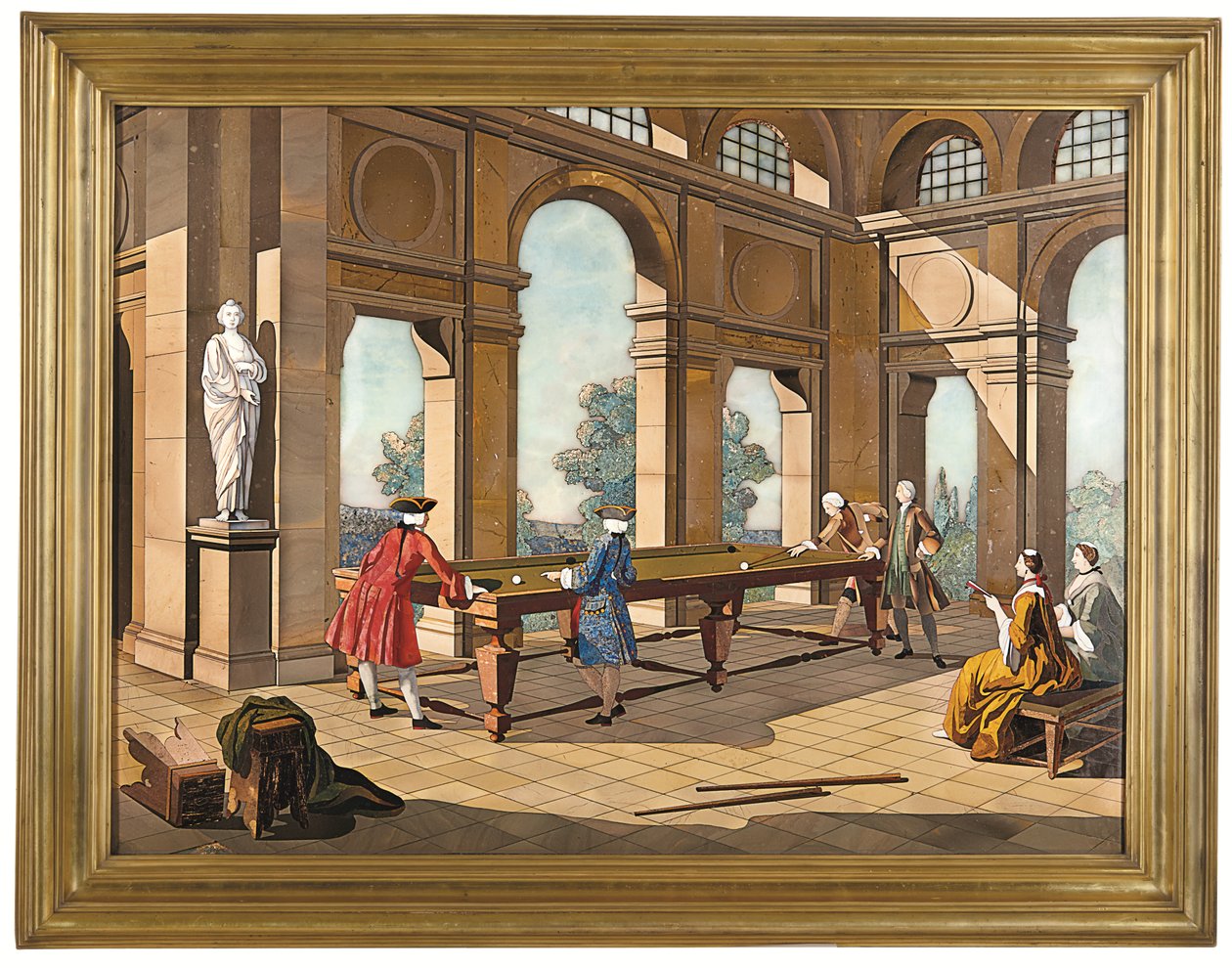 Placa imperial de Os jogadores de bilhar, c.1752-55 (pietra dura) de Giuseppe (after) Zocchi