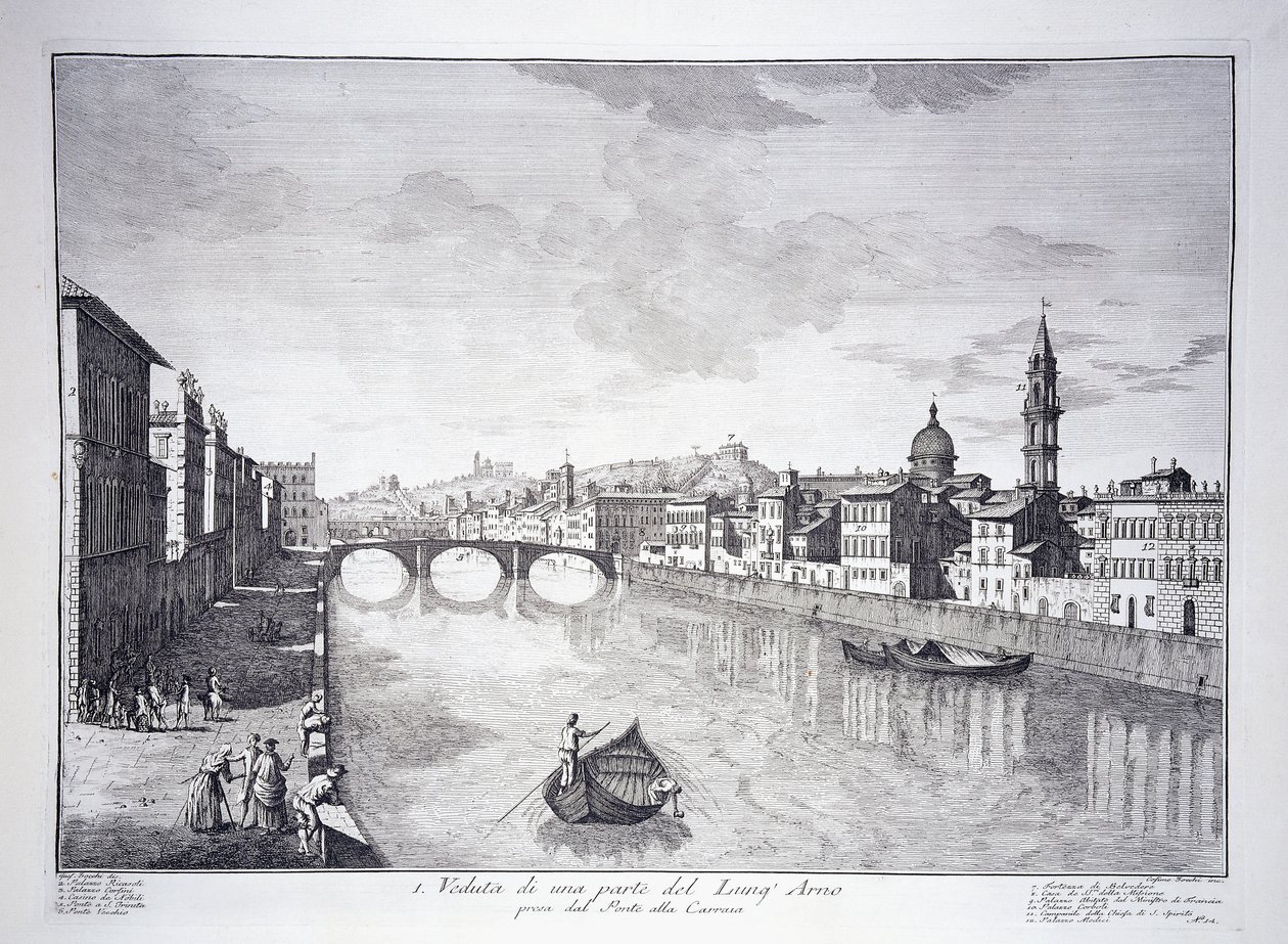 Vista de uma parte do rio Arno de Giuseppe (after) Zocchi