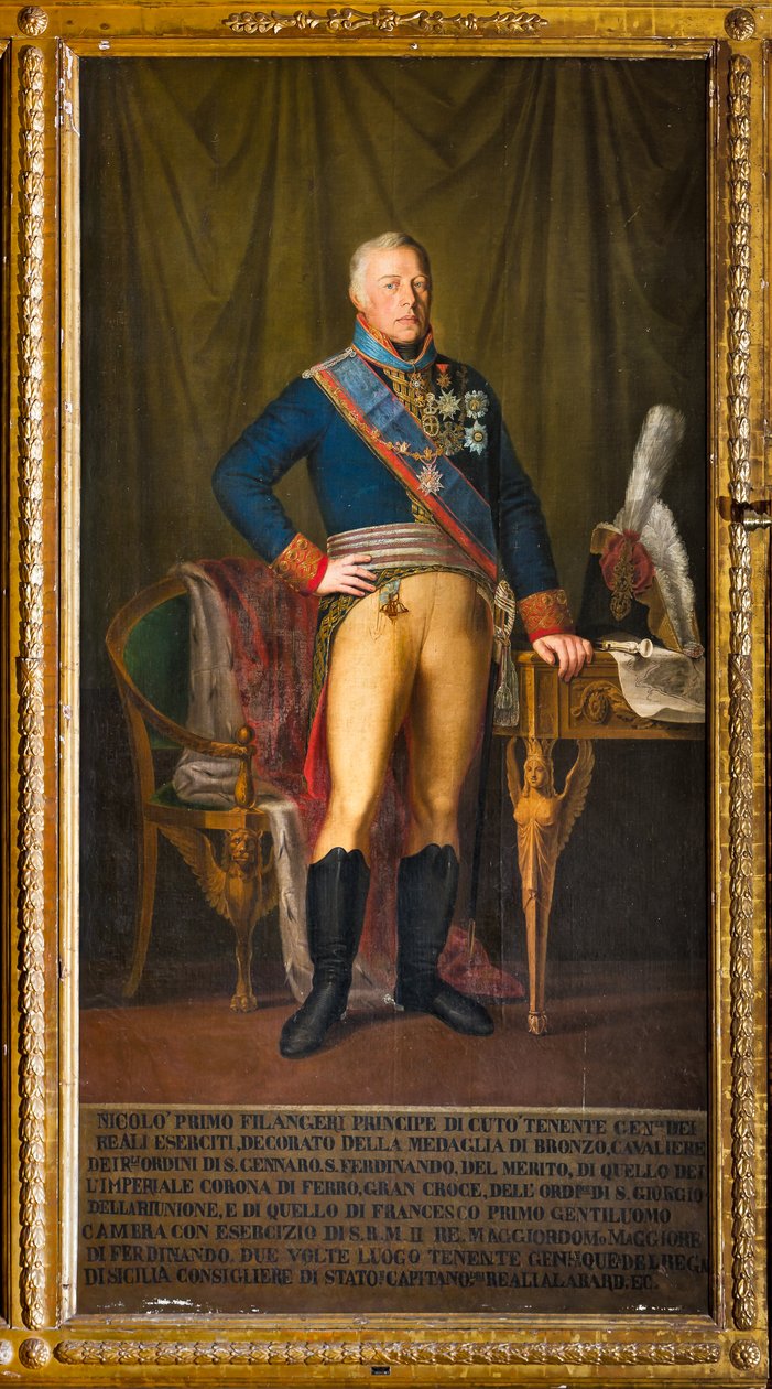Retrato de Nicolo Filangeri, General Lieutenantof do Reino (óleo sobre tela) de Giuseppe (school of) Patania
