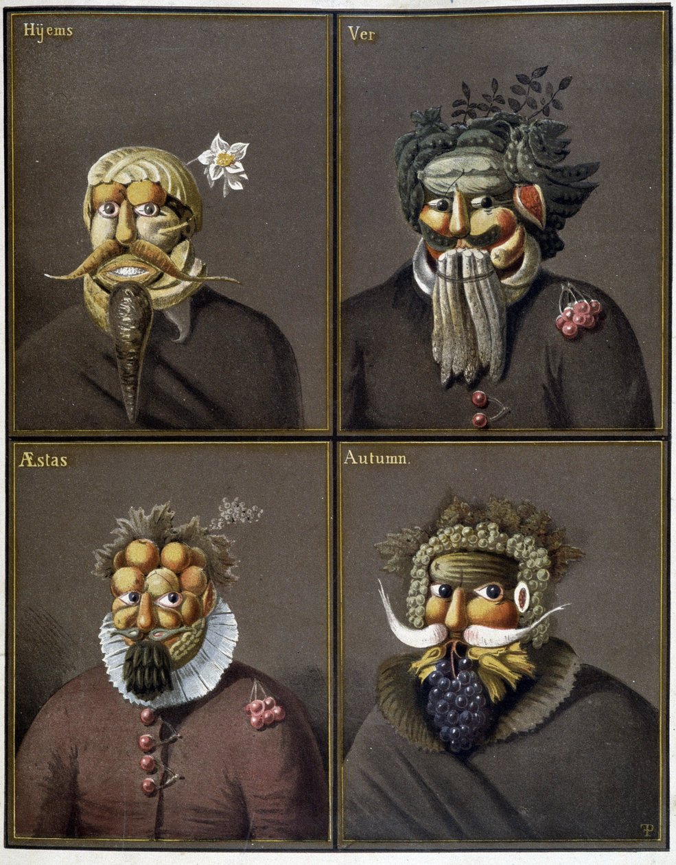 As quatro estações: homens com cabeças de vegetais no caminho de Giuseppe Arcimboldo. de Giuseppe (style of) Arcimboldo