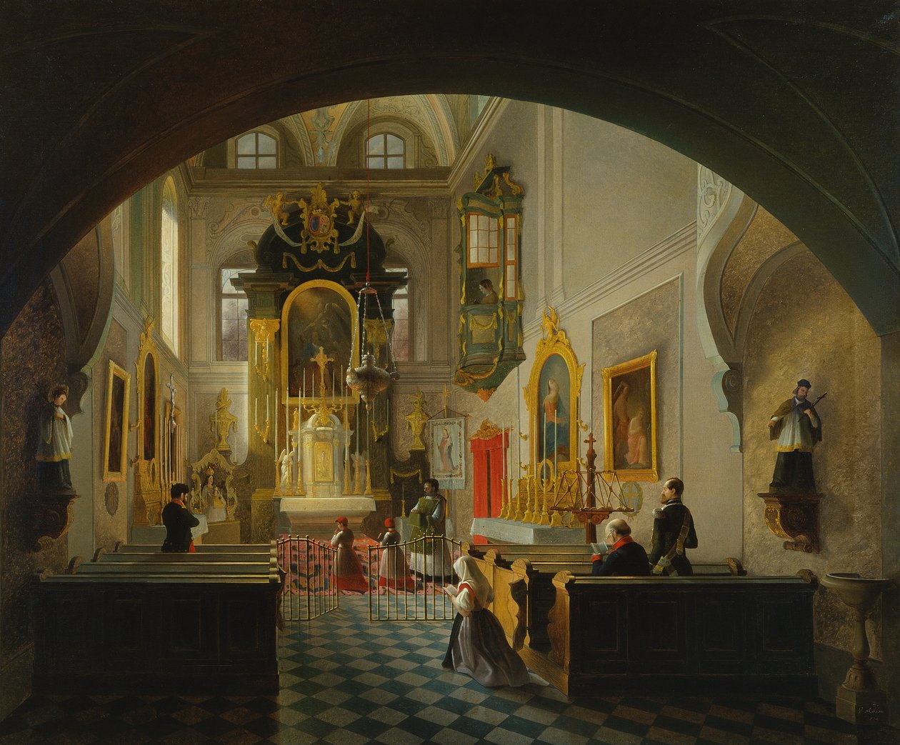 Interior de uma capela (pintura) de Giuseppe Abbati