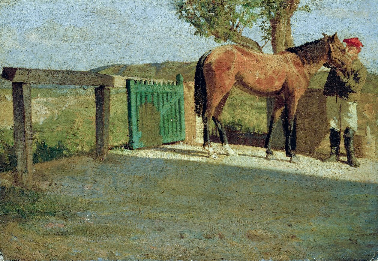 O pequeno cavalo, c.1867 (óleo sobre cartão) de Giuseppe Abbati