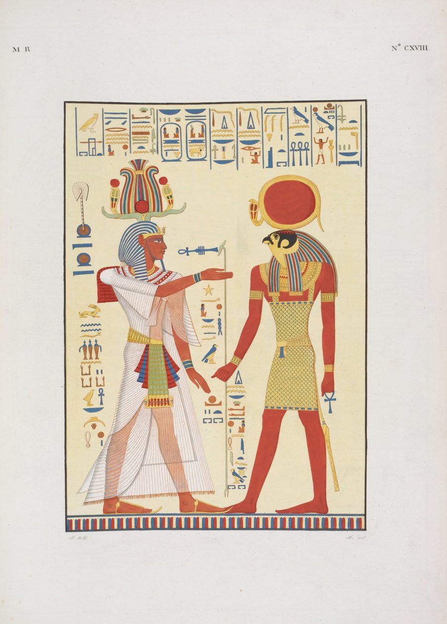 Menphtah II, sucessor de Ramsés II, ilustração de "Os monumentos do Egito e da Núbia ...", de Ippolito Rosellini de Giuseppe Angelelli