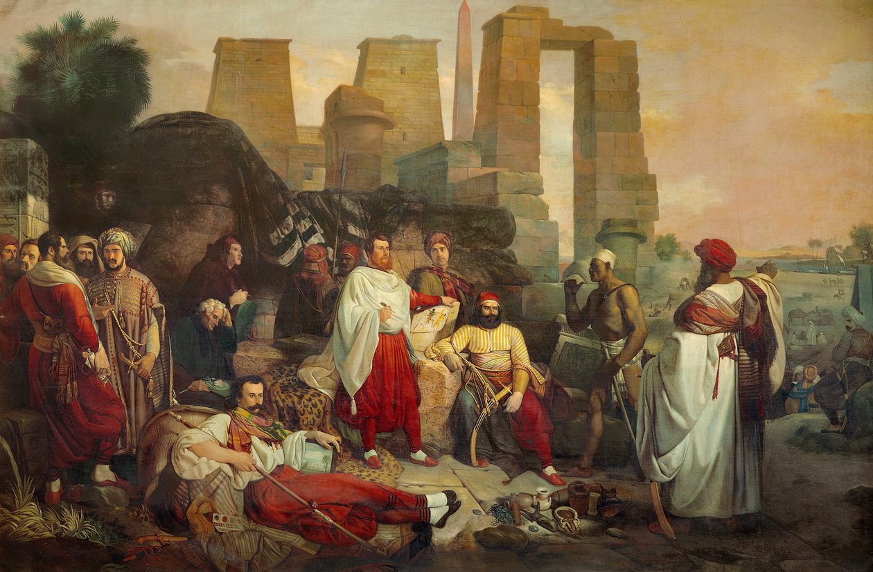 A expedição arqueológica franco-toscana ao Egipto (óleo sobre tela) de Giuseppe Angelelli