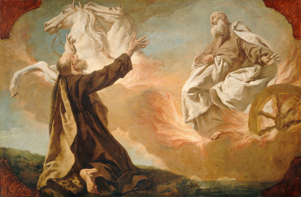 Elias Levado em uma Carruagem de Fogo, c. 17401755. de Giuseppe Angeli