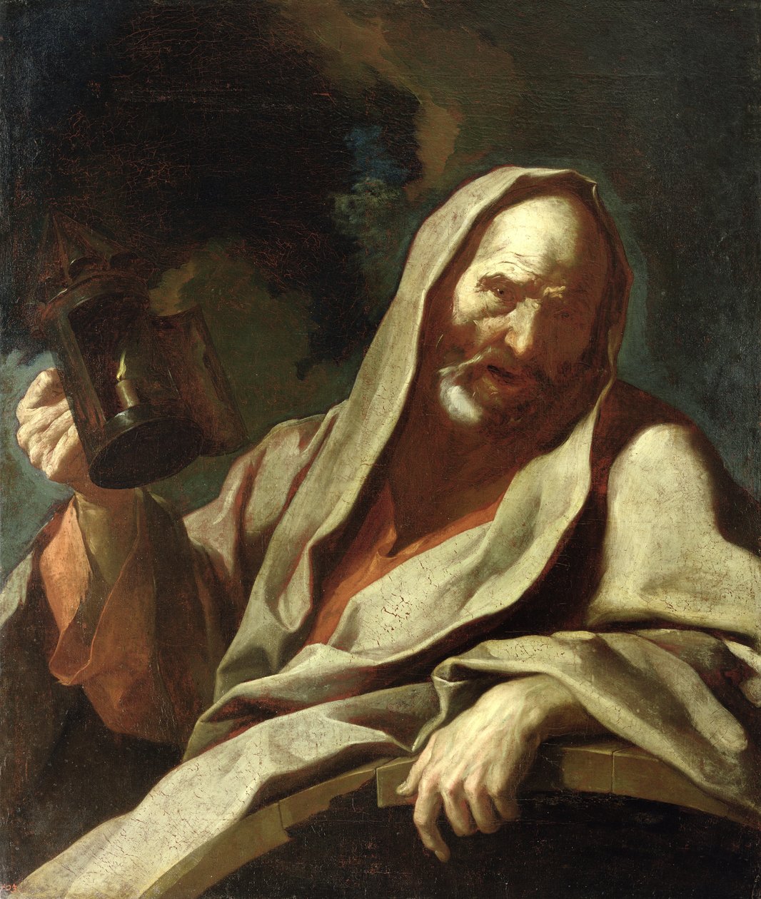 Diógenes (c.412-323 aC) com sua lanterna, c.1720-40 de Giuseppe Antonio Petrini