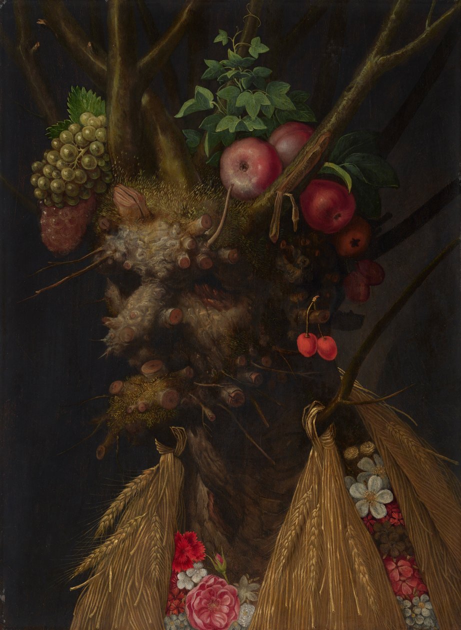 Quatro estações numa única cabeça de Giuseppe Arcimboldo